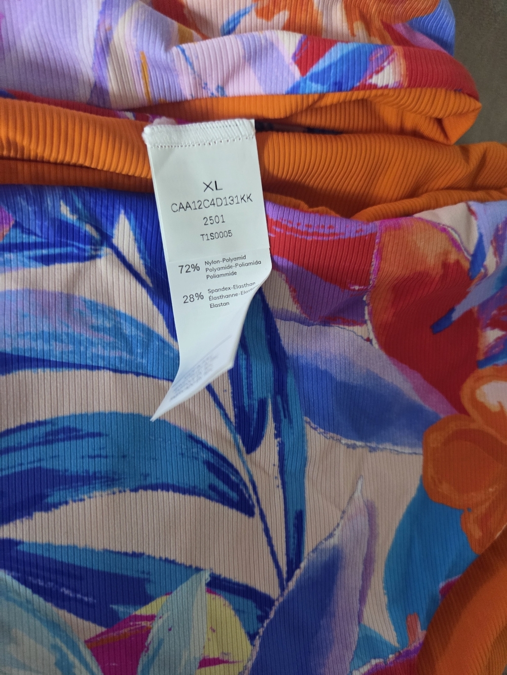 Cupshe Bright Orange Multicolor Floral Lace-Up Bikini XL - Picture 2 of 8